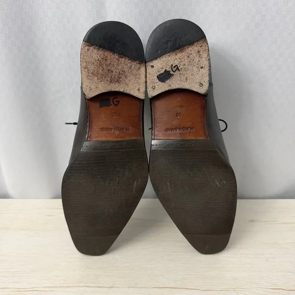 Magnanni Vaughan Dress Shoes Mens Size 10 M Oxford Hand Painted Dark Brown Spain